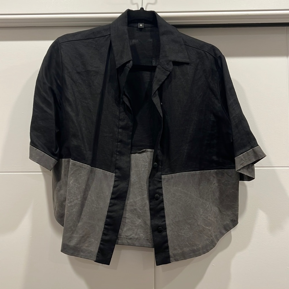 Unique hand made crop button up shirt
